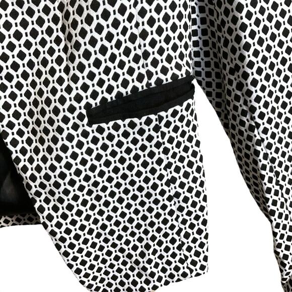 Mosaic & Co. Jacket Size XL Black White Diamond Pattern Open Short Pockets Lined - Picture 6 of 12